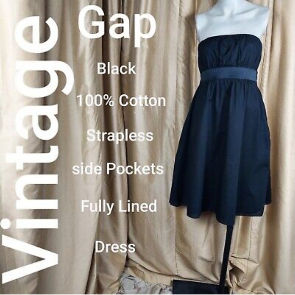 NWT Gap Black Strapless Dress with pockets sz 6